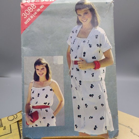 Vintage Sewing PATTERN See and Sew 3088, Butterick 1980s Misses Jacket and Dress - Picture 1 of 3